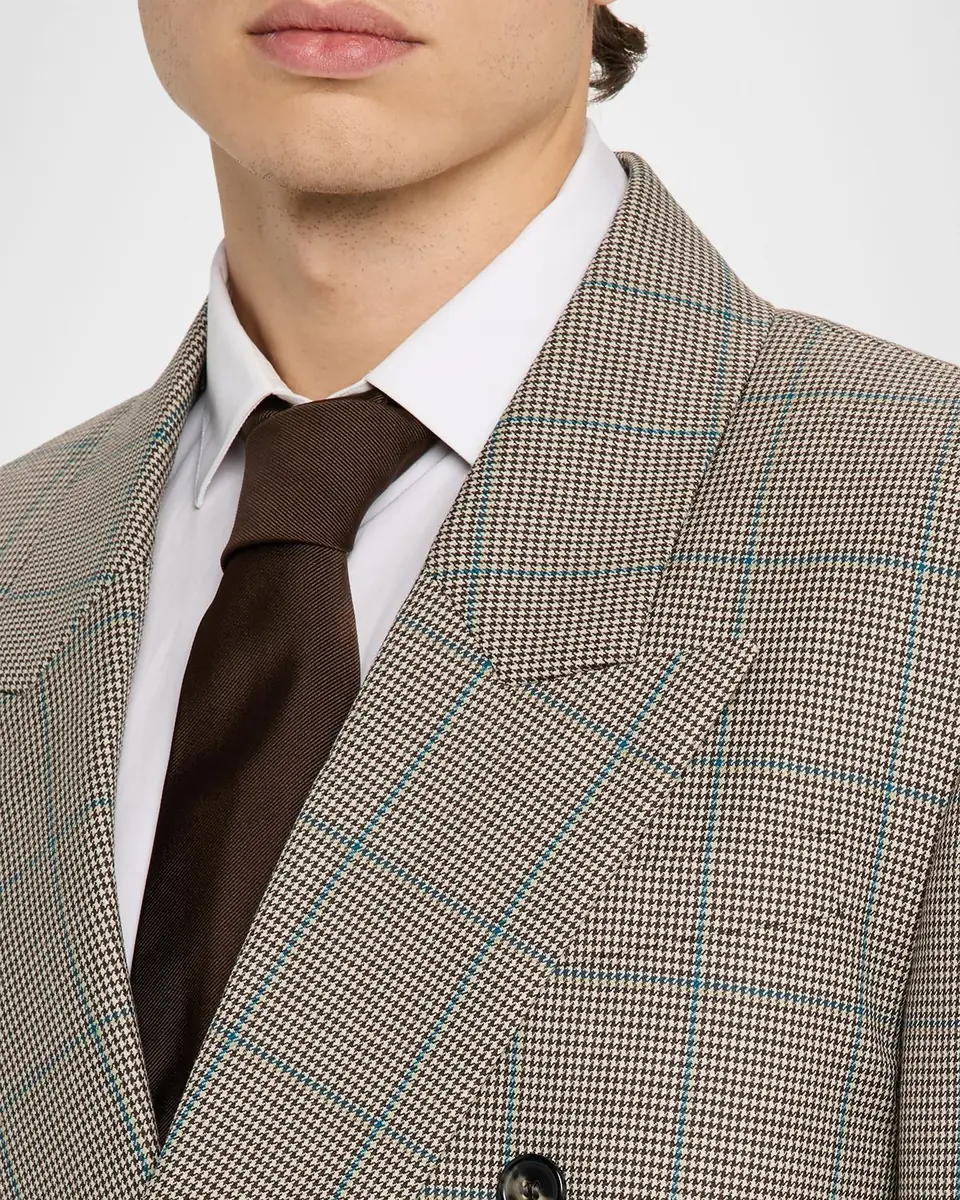 Saint Laurent Men's Double-Breasted Check Wool Blazer | Thumbnail 5