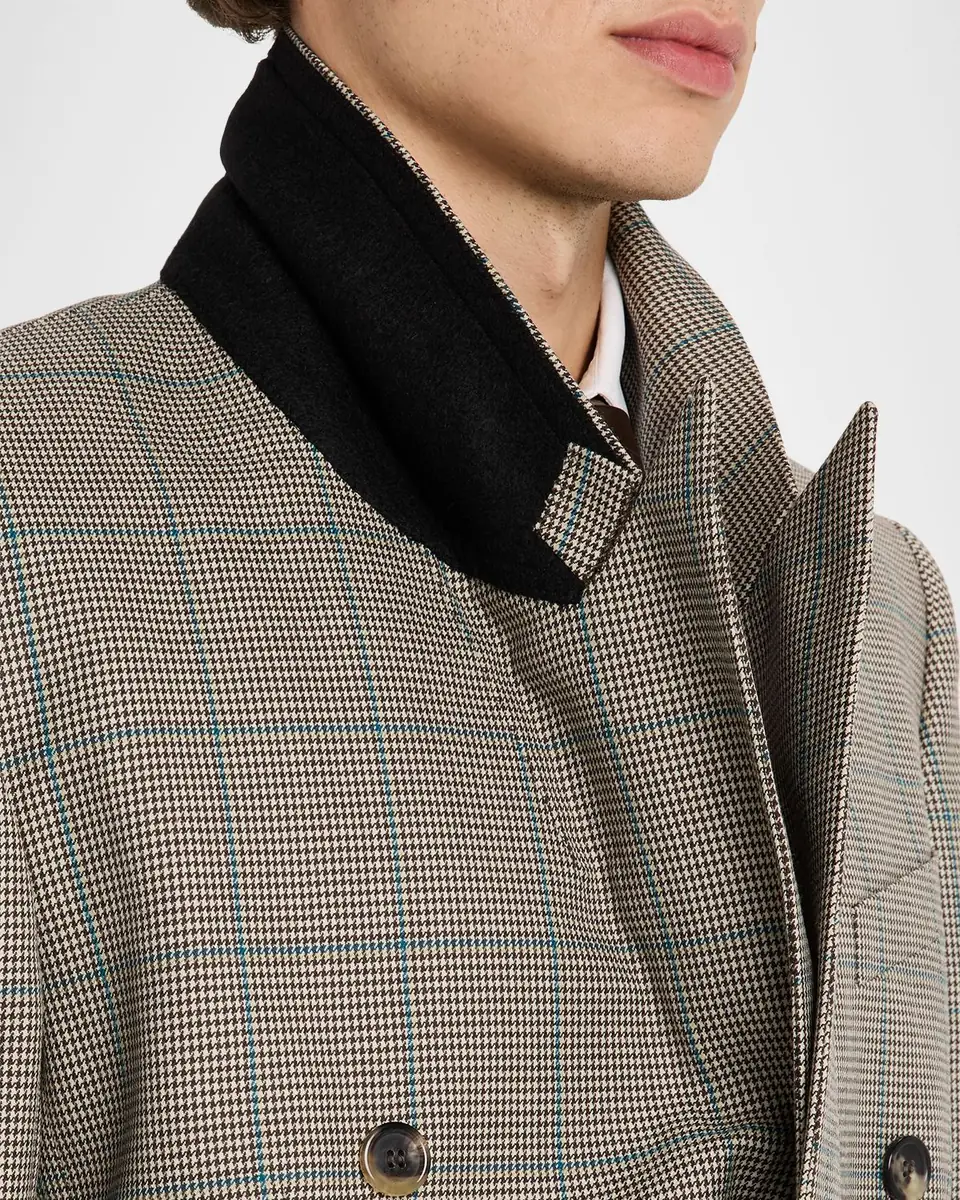 Saint Laurent Men's Double-Breasted Check Wool Blazer | Thumbnail 7