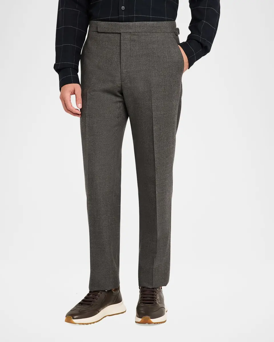 Ralph Lauren Purple Label Men's Gregory Hand-Tailored Flannel Trousers | Thumbnail 3