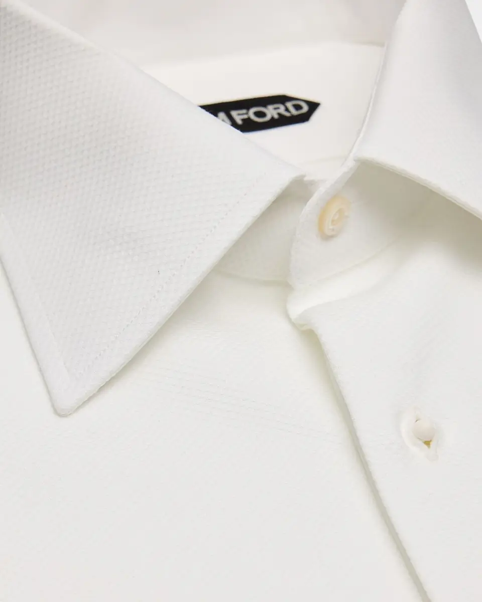 Tom Ford Men's Poplin Piquet French Cuff Dress Shirt | Thumbnail 2 Tom Ford Men's Poplin Piquet French Cuff Dress Shirt | Thumbnail 2