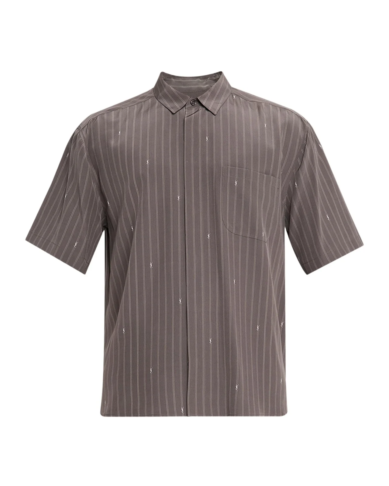 Saint Laurent Men's Cassandre Short-Sleeved Button-Front Shirt