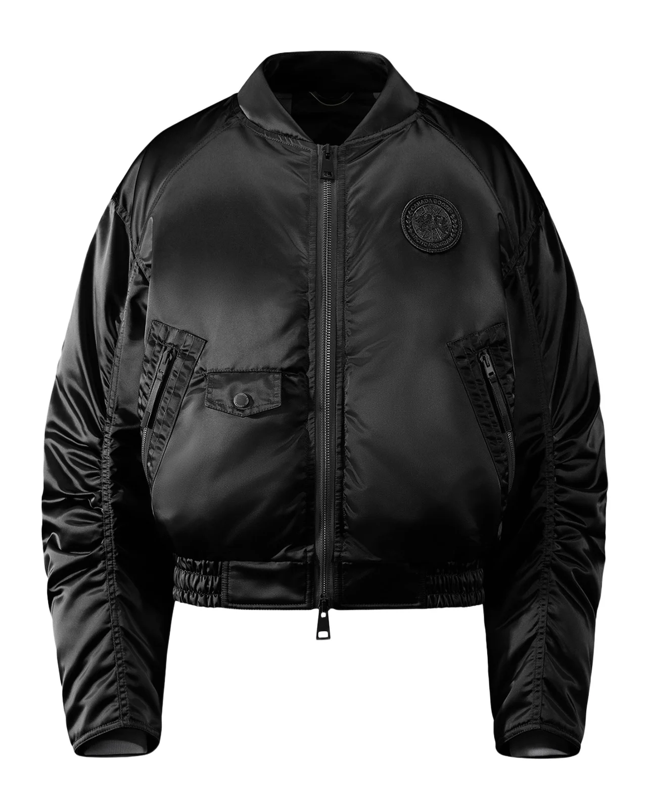 Jade Down Satin Bomber Jacket