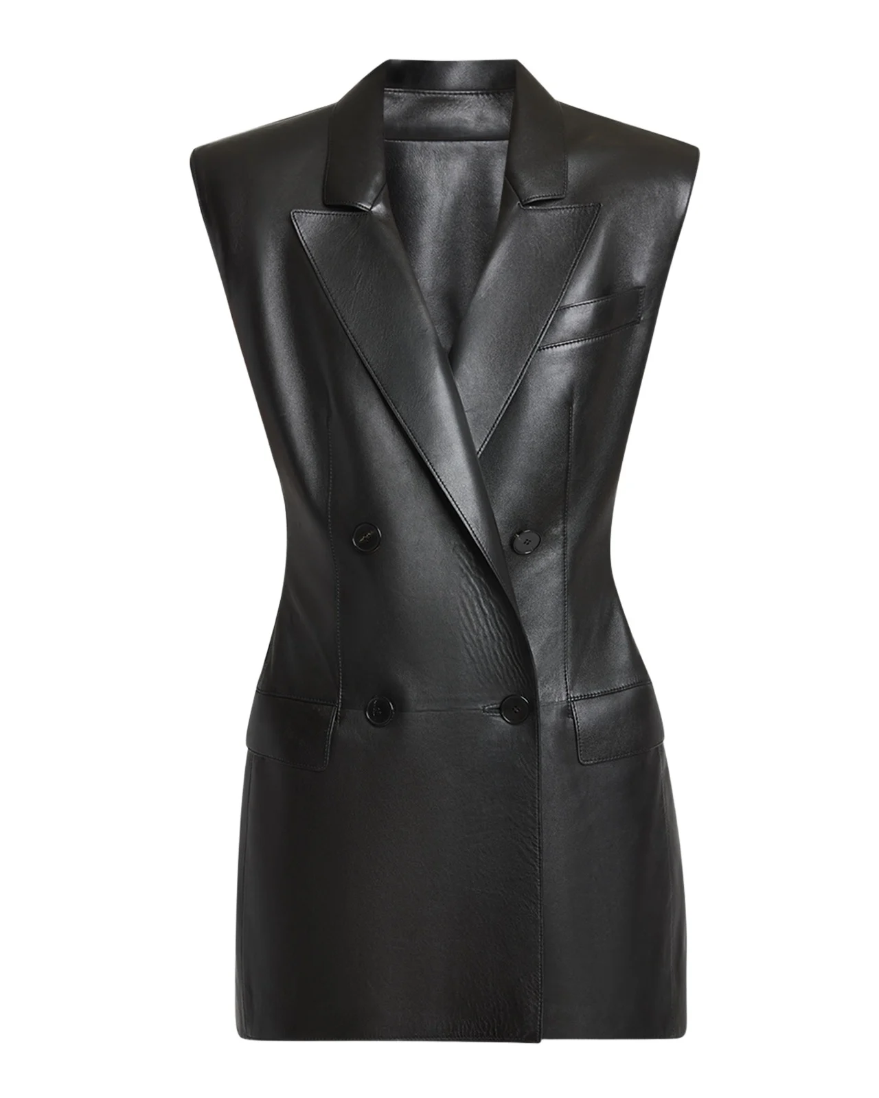 Givenchy Sleeveless Double-Breasted Leather Jacket