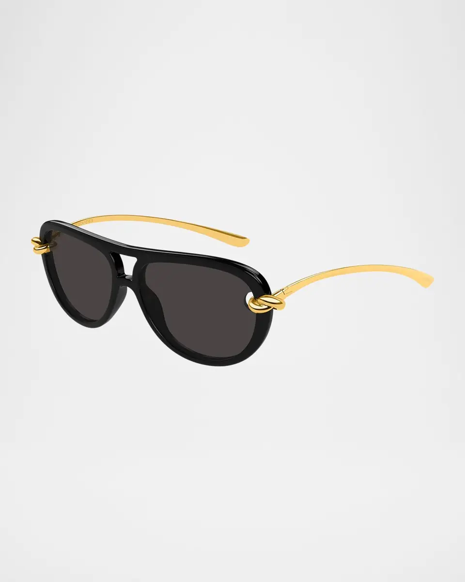 Bottega Veneta Knot 55mm Acetate & Metal Aviator Sunglasses | Thumbnail 2