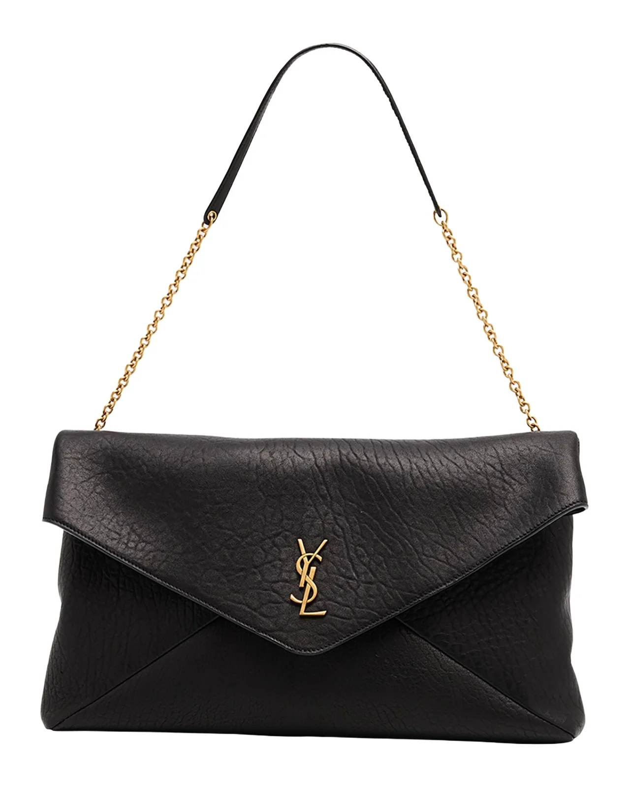 YSL Envelope Clutch Bag in Grained Leather YSL Envelope Clutch Bag in Grained Leather