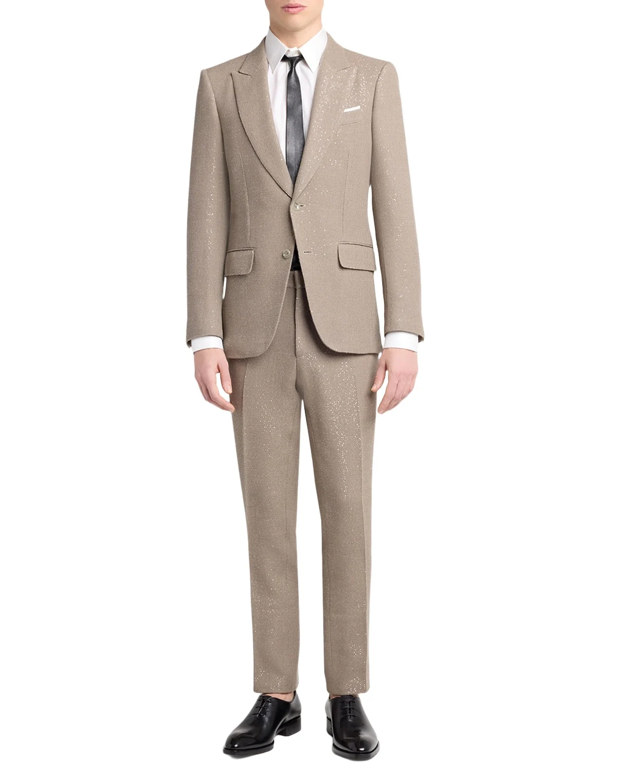 Tom Ford Men's Cotton and Silk Jacquard-Trim Dress Shirt