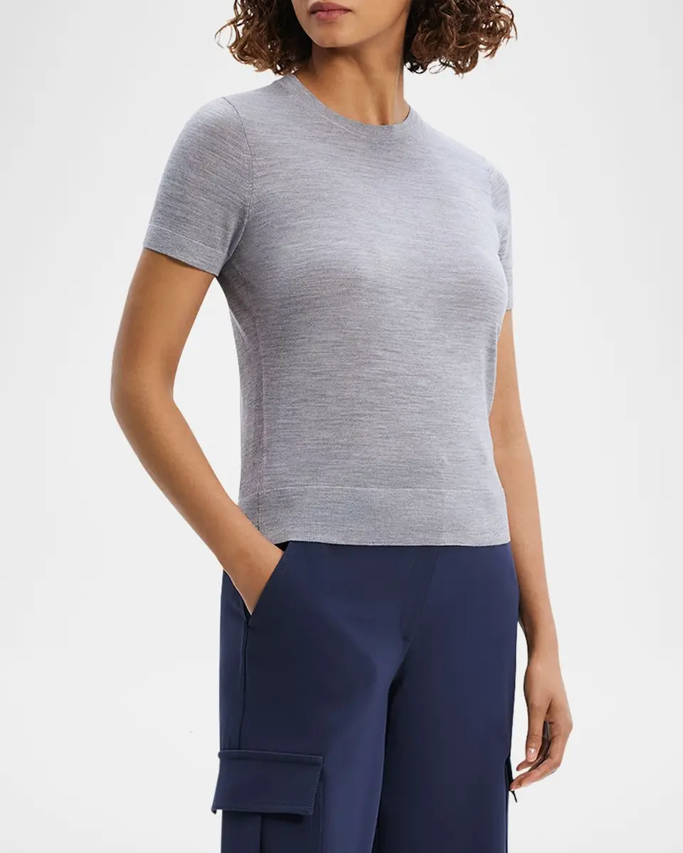 Theory Regal Merino Wool Short-Sleeve Crew T-Shirt | Thumbnail 4