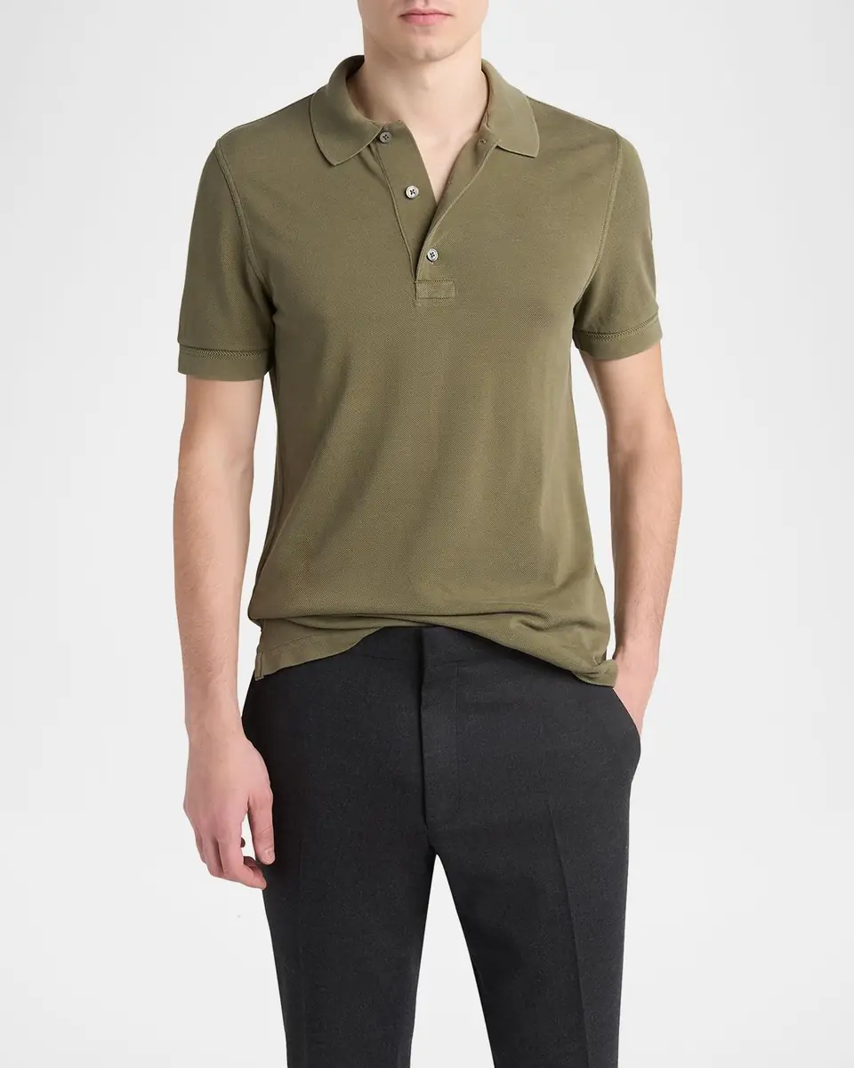 Tom Ford Men's Lyocell Pique Polo Shirt | Thumbnail 3