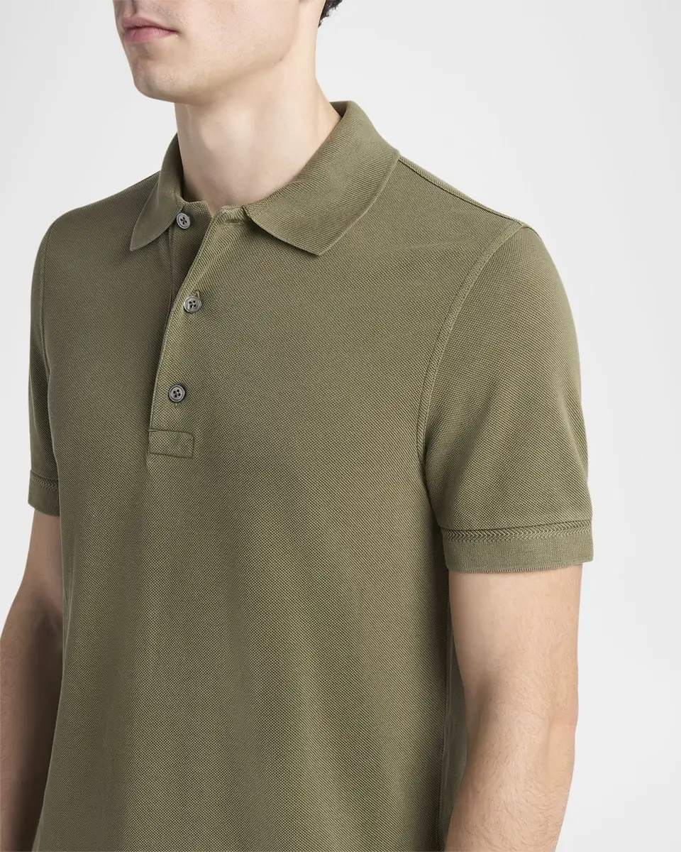 Tom Ford Men's Lyocell Pique Polo Shirt | Thumbnail 5