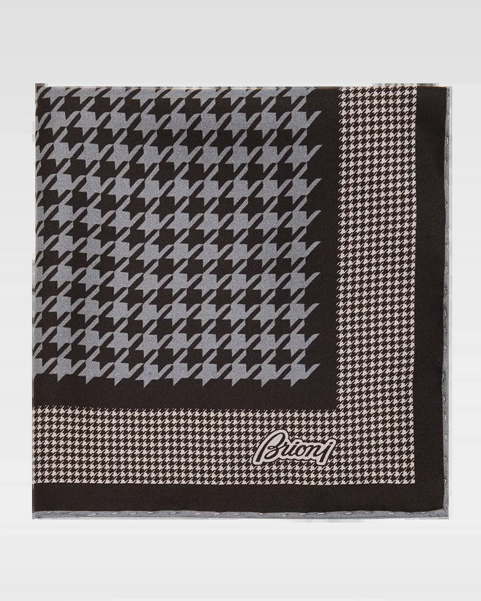 Brioni Men's Mixed Houndstooth Silk Pocket Square | Thumbnail 2 Brioni Men's Mixed Houndstooth Silk Pocket Square | Thumbnail 2