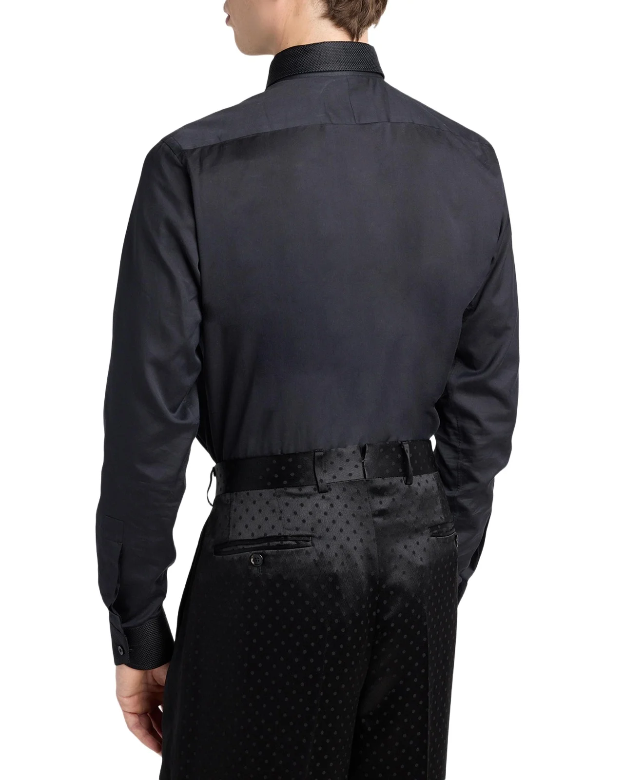 Men's Cotton and Silk Jacquard-Trim Dress Shirt Men's Cotton and Silk Jacquard-Trim Dress Shirt