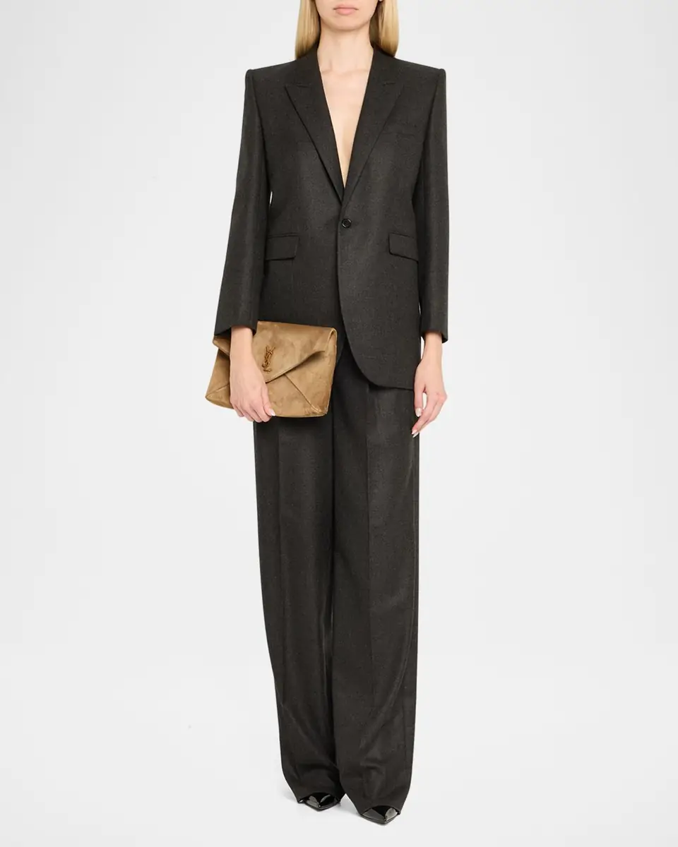 Saint Laurent Large YSL Envelope Flap Clutch Bag in Suede | Thumbnail 5 Saint Laurent Large YSL Envelope Flap Clutch Bag in Suede | Thumbnail 5