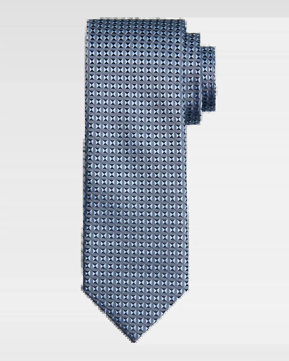 Brioni Men's Woven Micro-Geometric Silk Tie | Thumbnail 2
