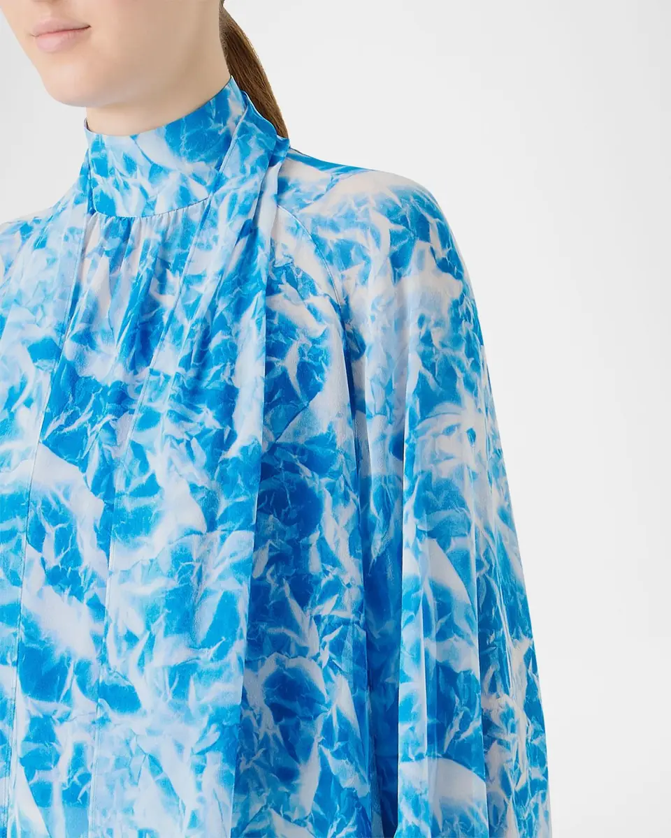 Akris Whitecaps Printed Tie-Neck Silk Blouse | Thumbnail 5 Akris Whitecaps Printed Tie-Neck Silk Blouse | Thumbnail 5
