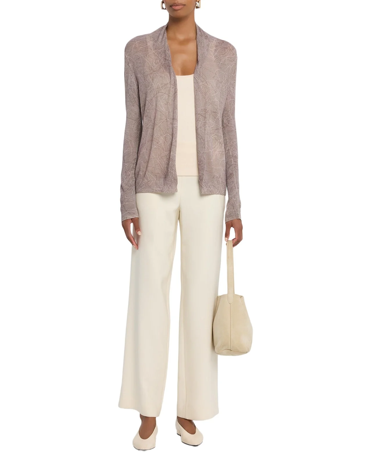 Cashmere Abstract-Print Open Cardigan Cashmere Abstract-Print Open Cardigan