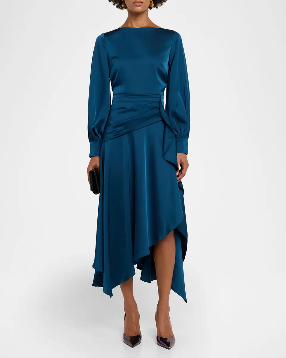THEIA Florence Asymmetric Handkerchief Midi Dress | Thumbnail 2 THEIA Florence Asymmetric Handkerchief Midi Dress | Thumbnail 2