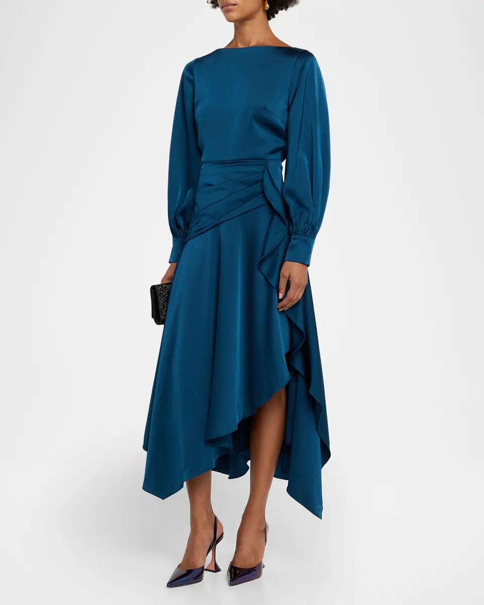 THEIA Florence Asymmetric Handkerchief Midi Dress | Thumbnail 4 THEIA Florence Asymmetric Handkerchief Midi Dress | Thumbnail 4