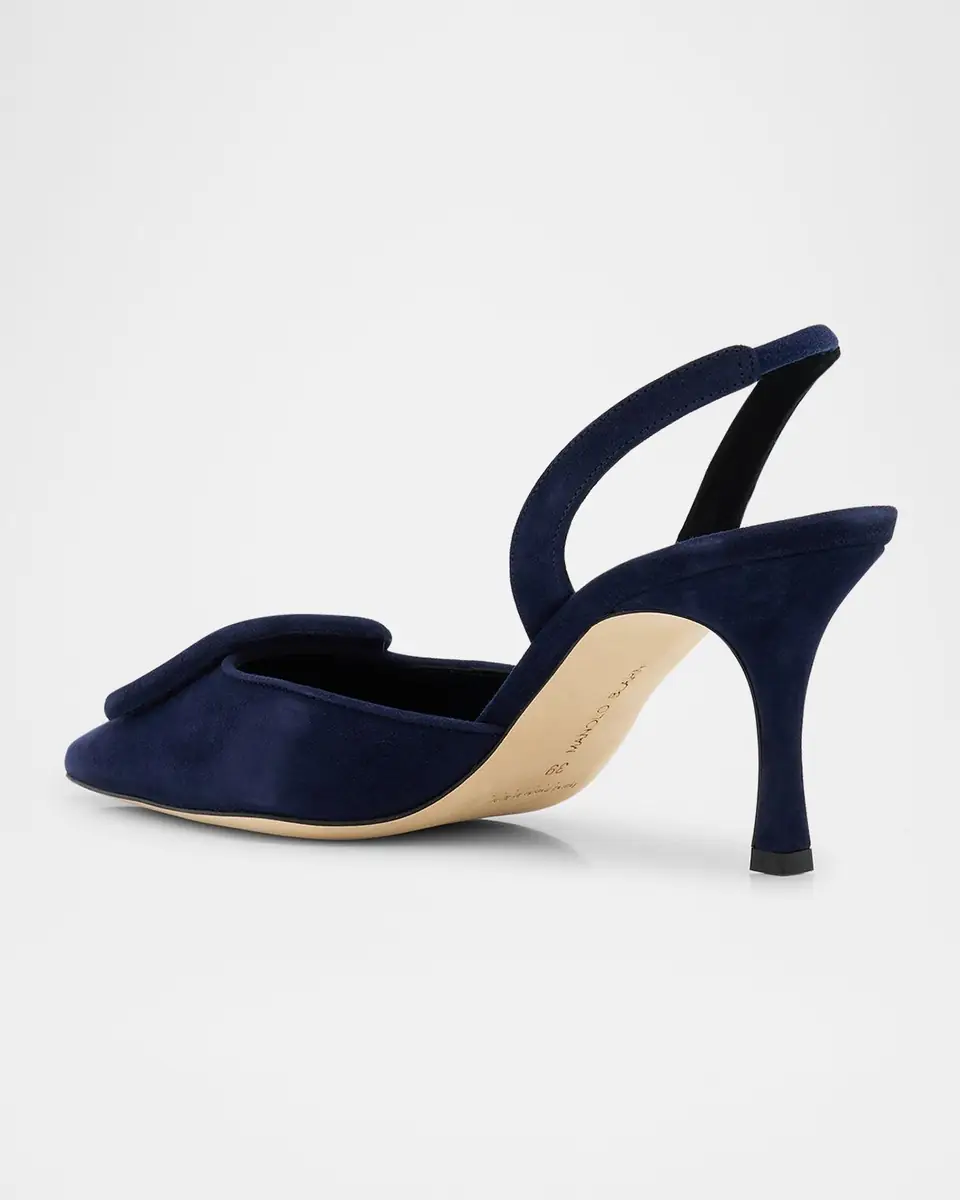 Manolo Blahnik Maysli Suede Buckle Halter Pumps | Thumbnail 3