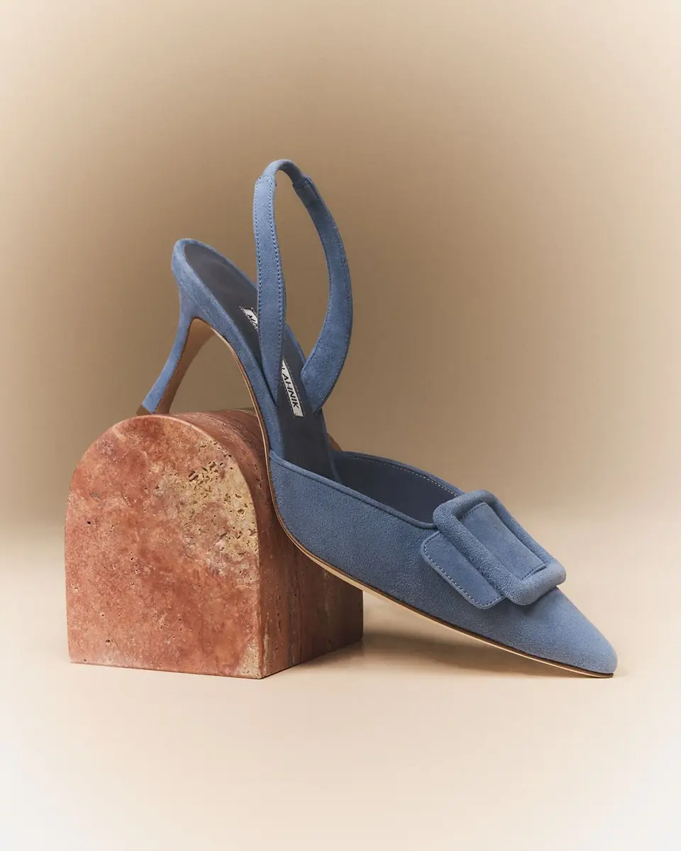 Manolo Blahnik Maysli Suede Buckle Halter Pumps | Thumbnail 4