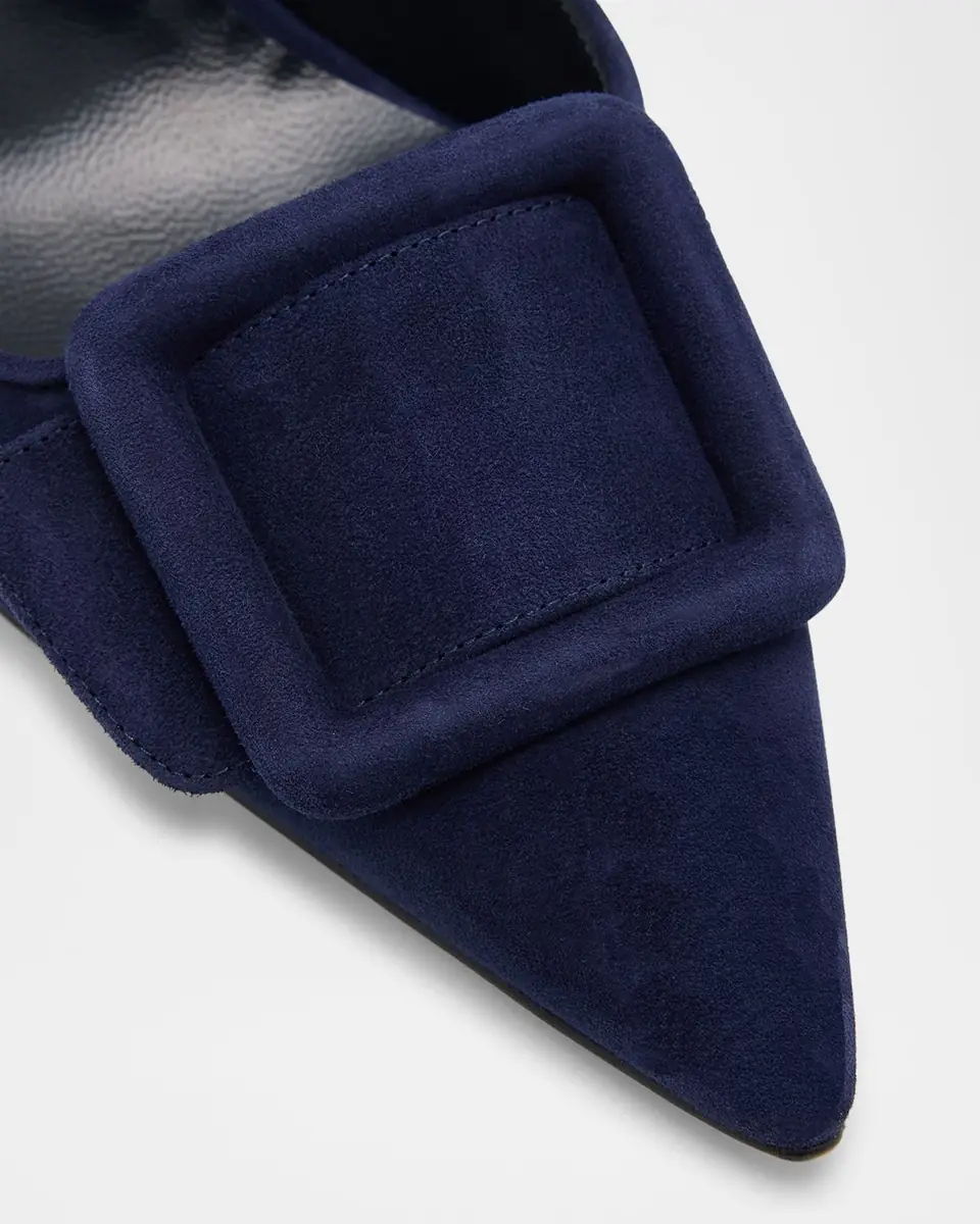 Manolo Blahnik Maysli Suede Buckle Halter Pumps | Thumbnail 5