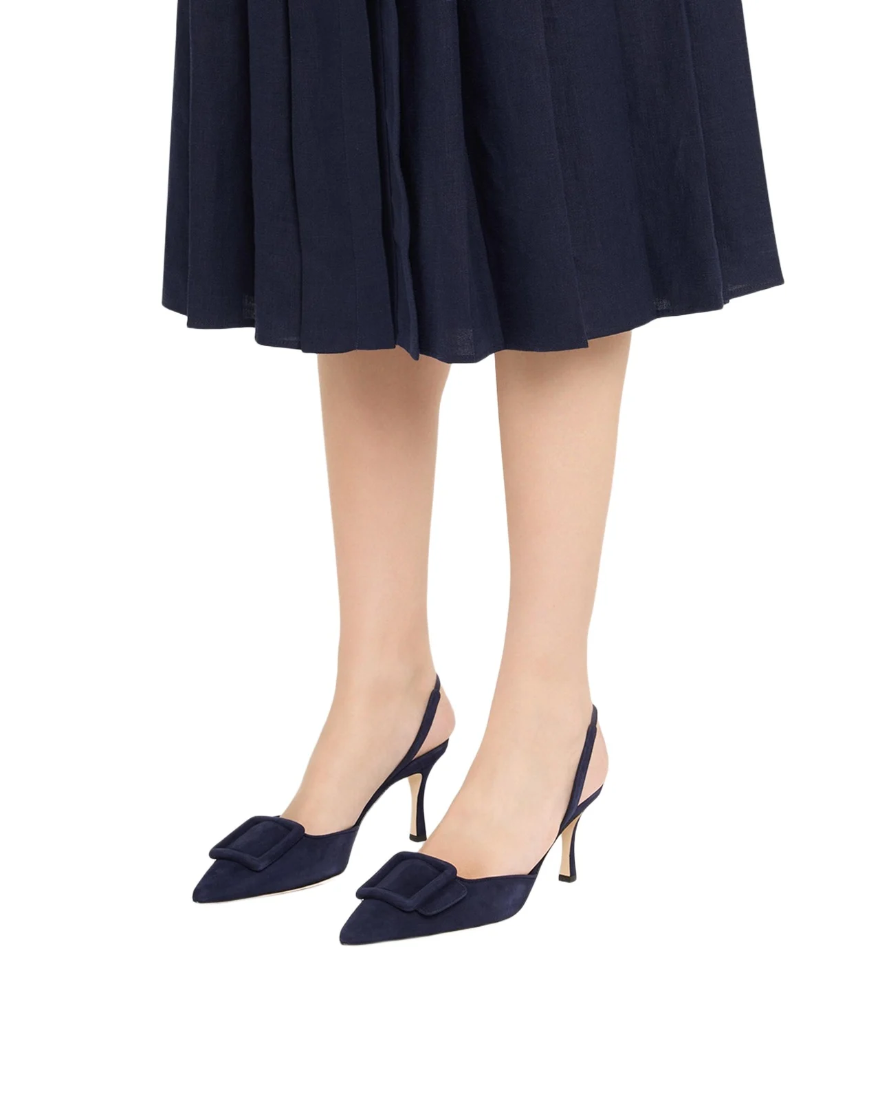 Maysli Suede Buckle Halter Pumps