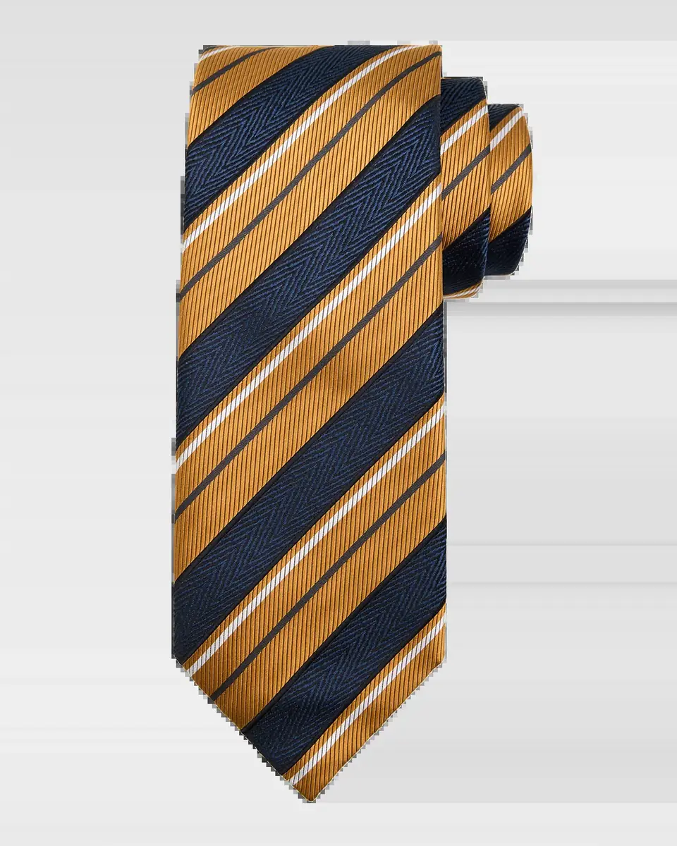 Brioni Men's Silk and Cotton Regimental Stripe Tie | Thumbnail 2