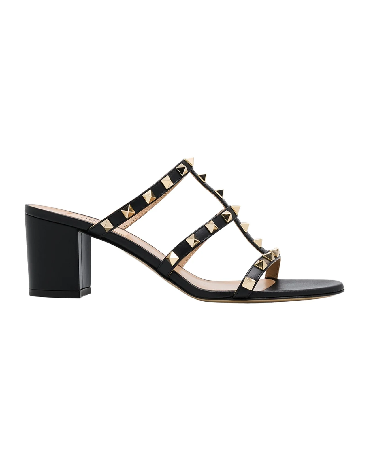 60mm Rockstud Caged Block-Heel Slide Sandals 60mm Rockstud Caged Block-Heel Slide Sandals