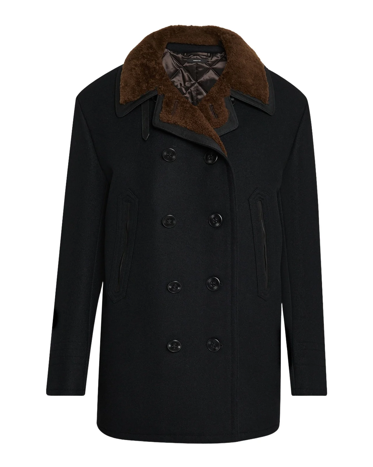 Tom Ford Men's Melton Wool Shearling Double-Breasted Peacoat