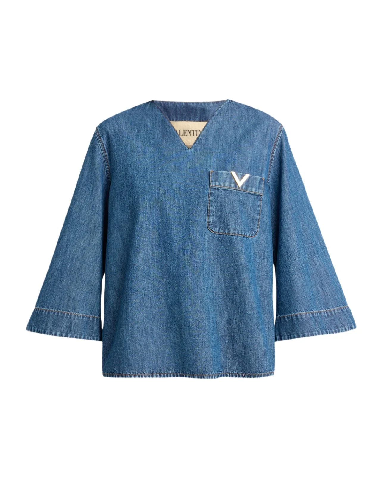 V-Logo Denim 3/4-Sleeve Shirt V-Logo Denim 3/4-Sleeve Shirt