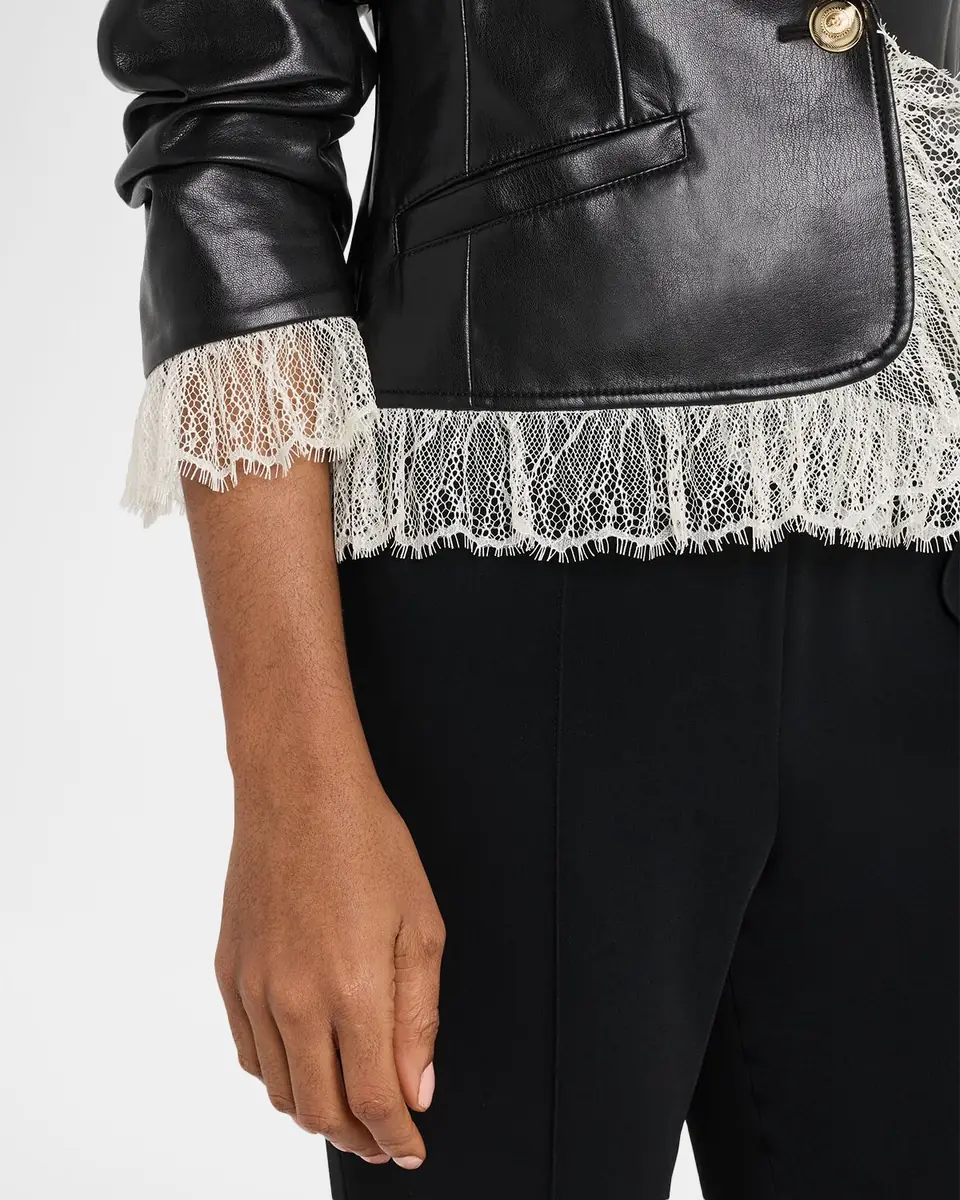 Cinq à Sept Lace-Trim Vegan Leather Blazer | Thumbnail 5