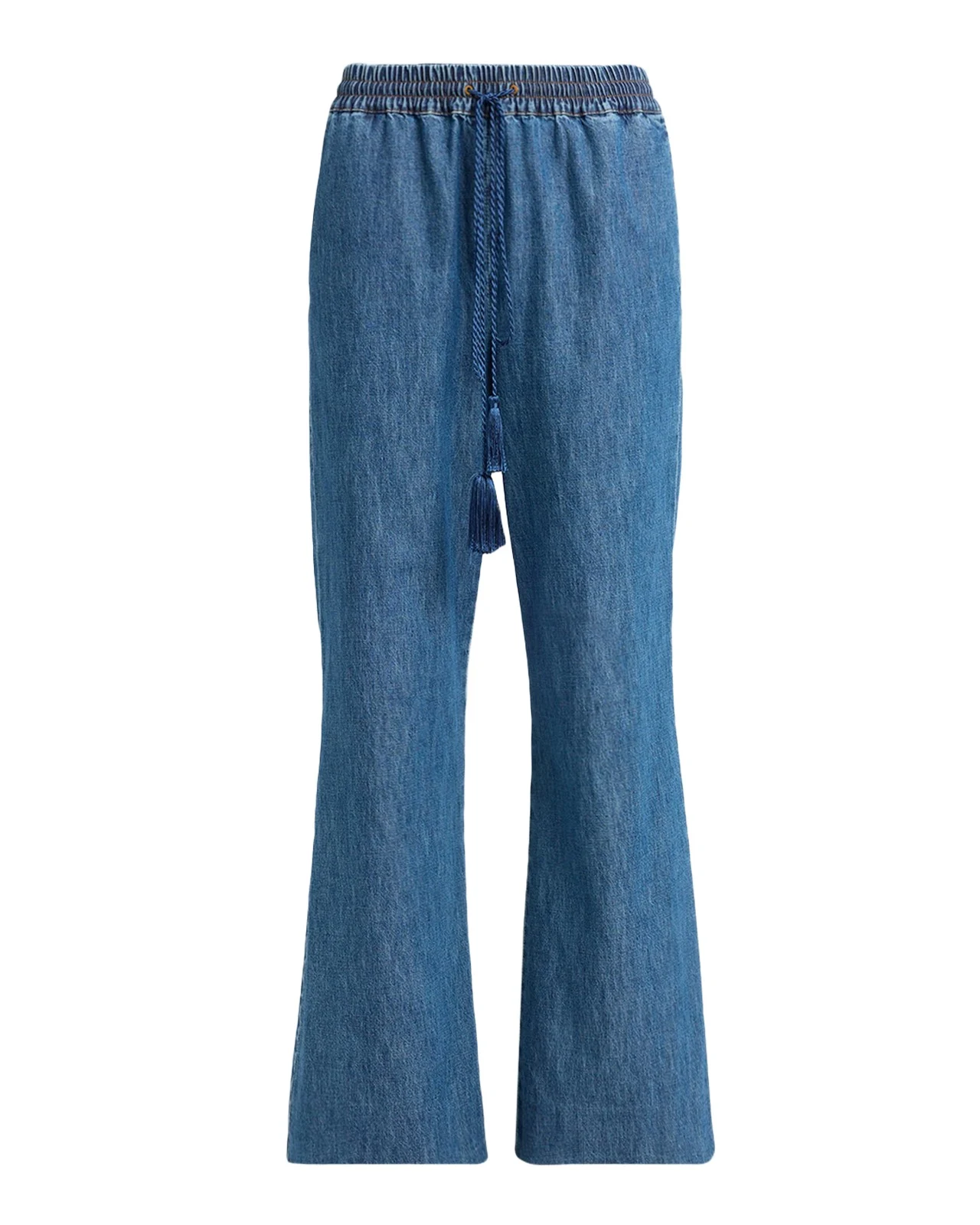 Valentino Garavani V-Logo Denim Flare Drawstring Pants