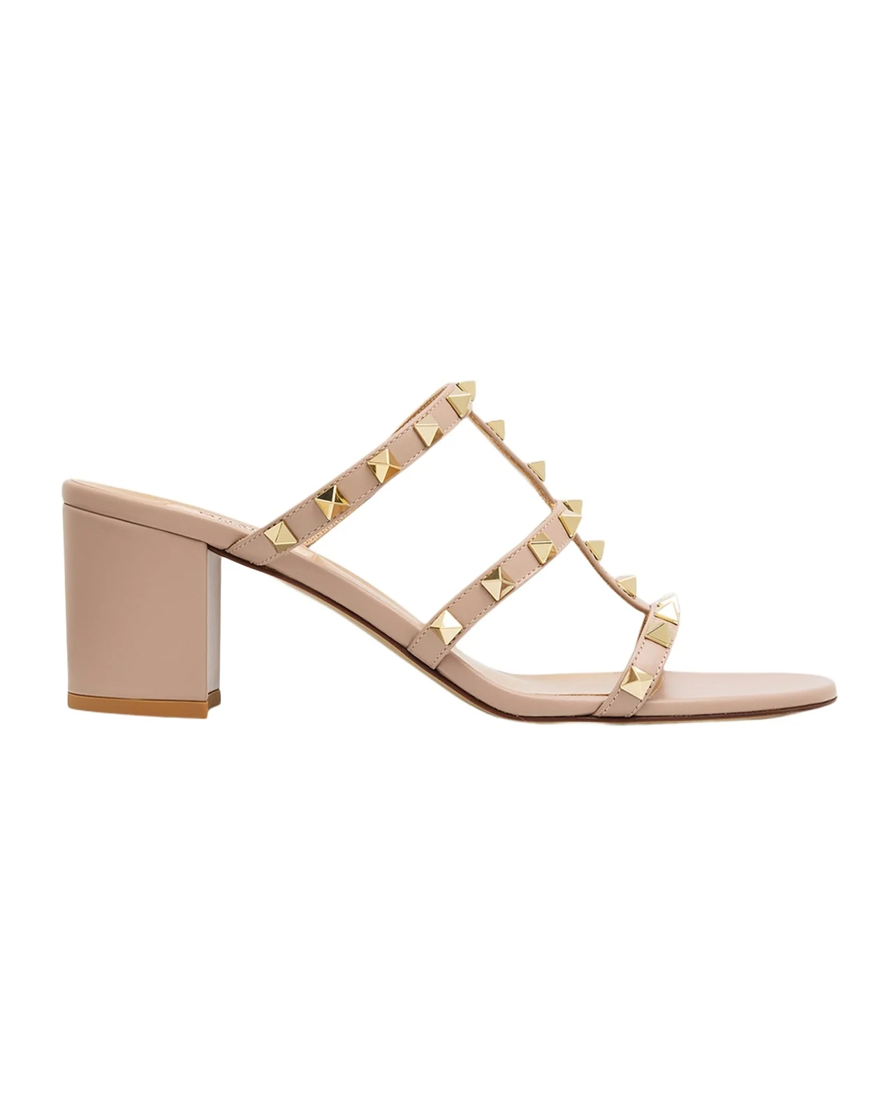 60mm Rockstud Caged Block-Heel Slide Sandals 60mm Rockstud Caged Block-Heel Slide Sandals