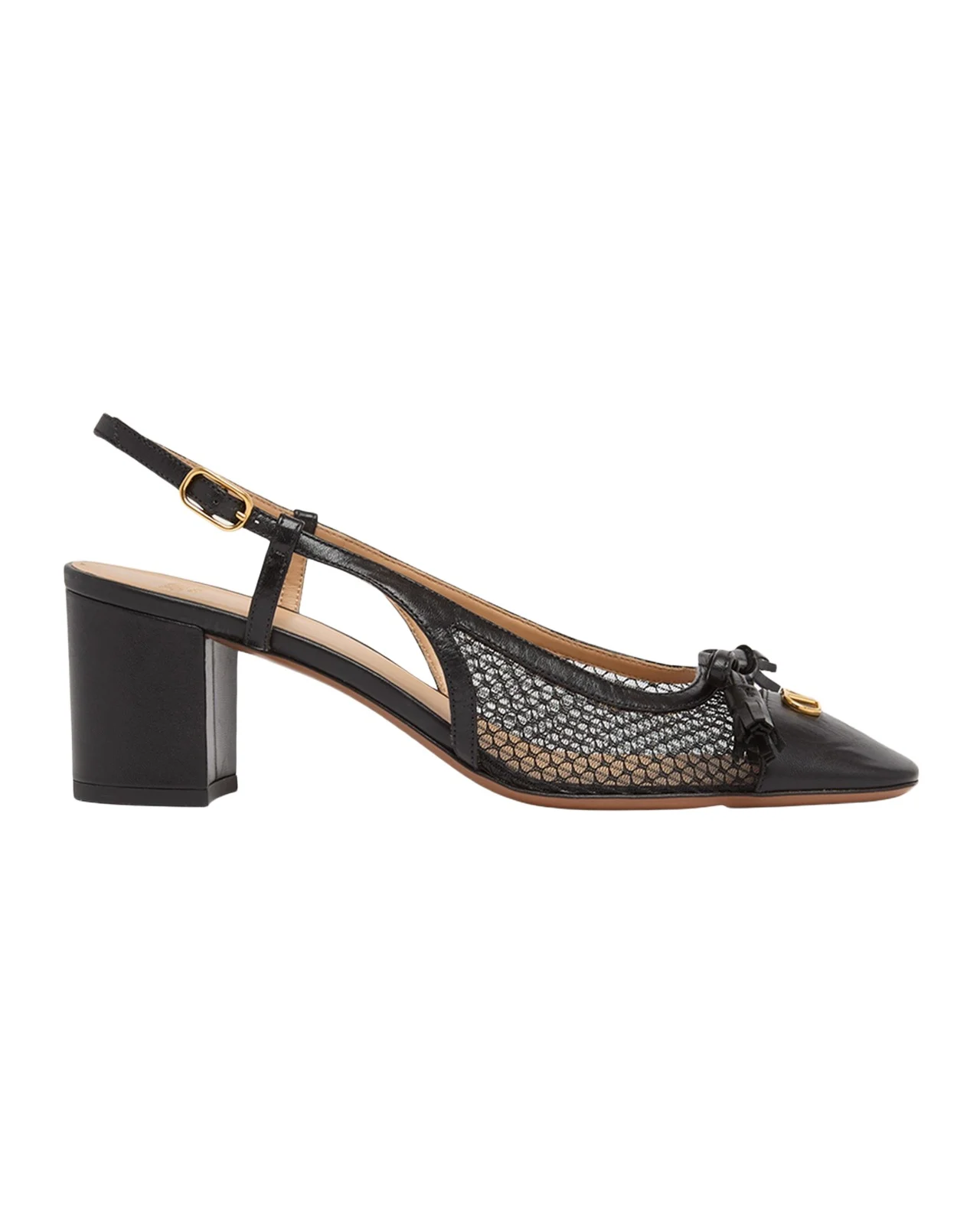 Valet Du Roi VLogo Leather and Mesh Slingback Pumps Valet Du Roi VLogo Leather and Mesh Slingback Pumps