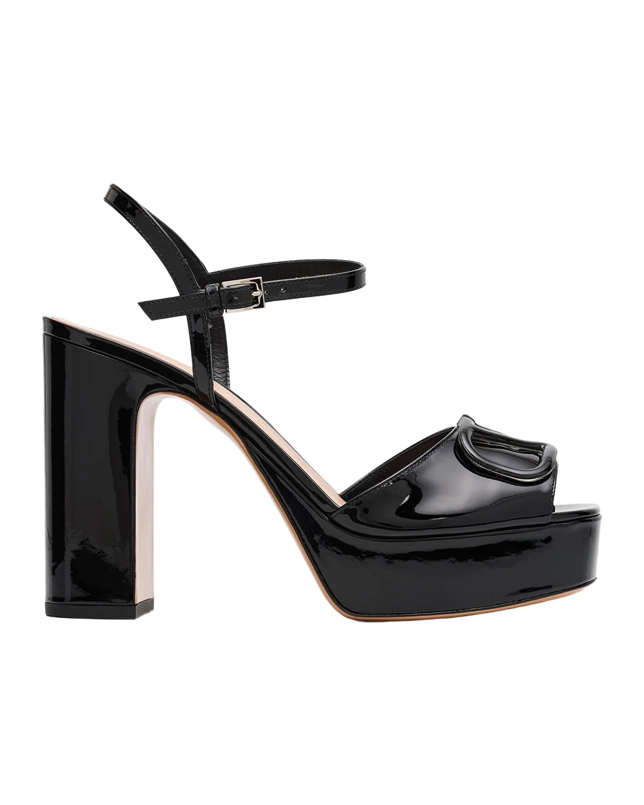 115mm VLogo Signature Patent Leather Platform Sandals