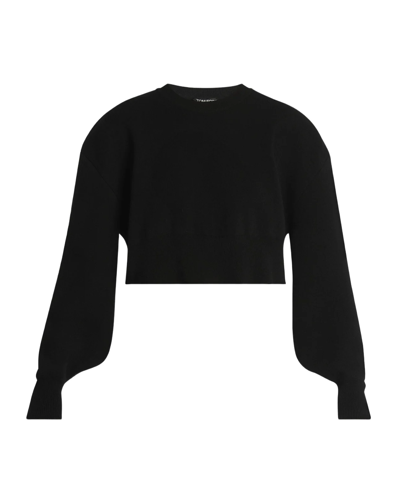 Tom Ford Wool-Cashmere Blouson-Sleeve Crop Sweater