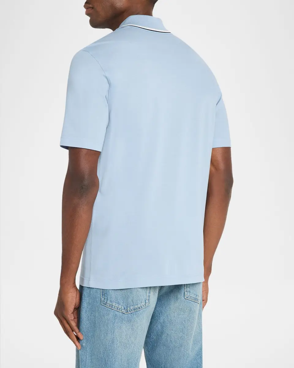 Ferragamo Men's Cotton Contrast-Trim Polo Shirt | Thumbnail 3