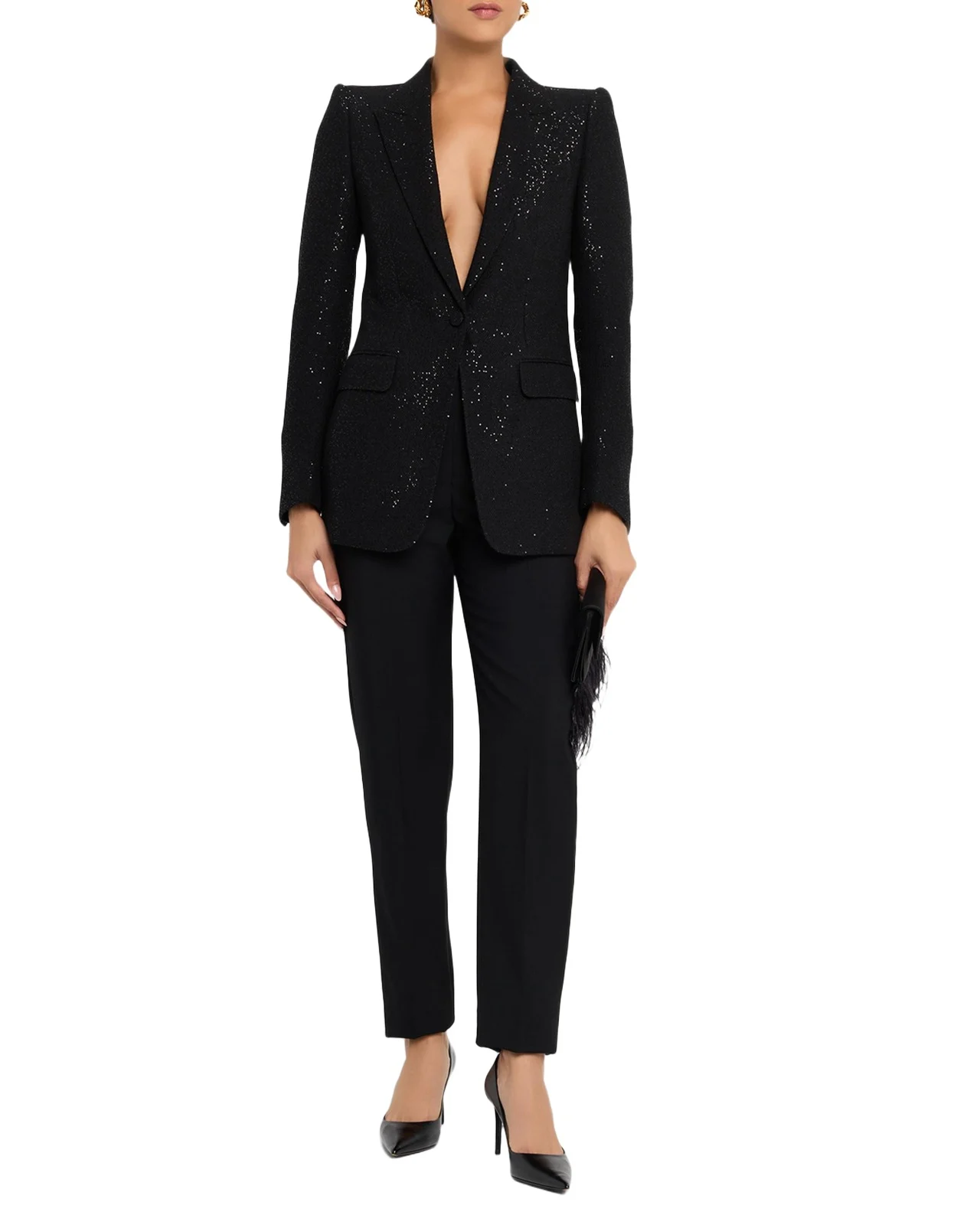 Sequined Single-Breasted Blazer Jacket Sequined Single-Breasted Blazer Jacket