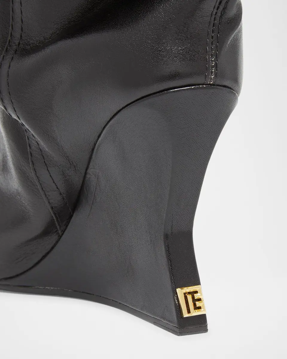 Balmain Leather Over-The-Knee Wedge Boots | Thumbnail 5 Balmain Leather Over-The-Knee Wedge Boots | Thumbnail 5