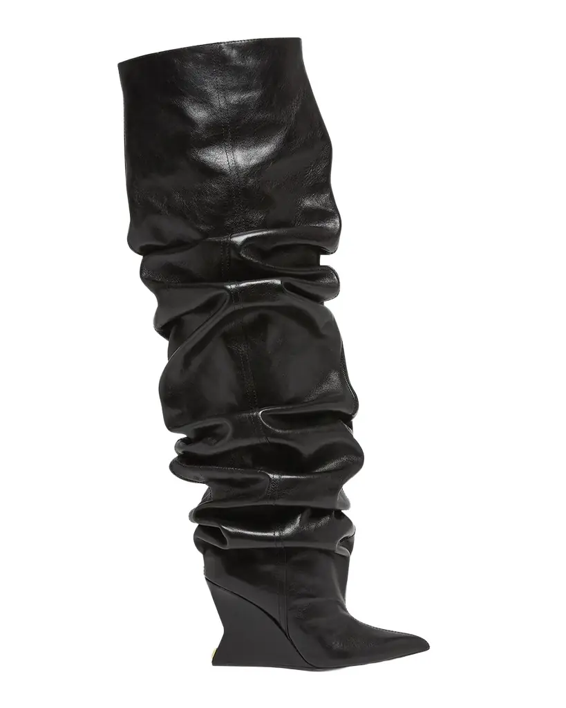 Leather Over-The-Knee Wedge Boots Leather Over-The-Knee Wedge Boots
