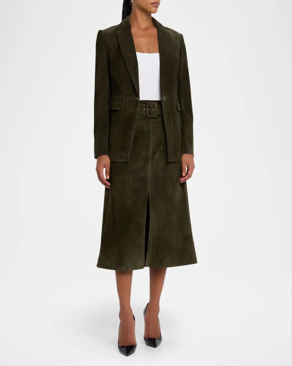Veronica Beard Alexie Suede Midi Skirt | Thumbnail 2 Veronica Beard Alexie Suede Midi Skirt | Thumbnail 2