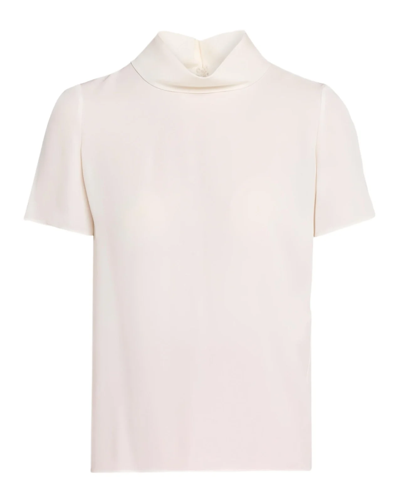 Valentino Garavani Mock-Neck Short-Sleeve Silk Top