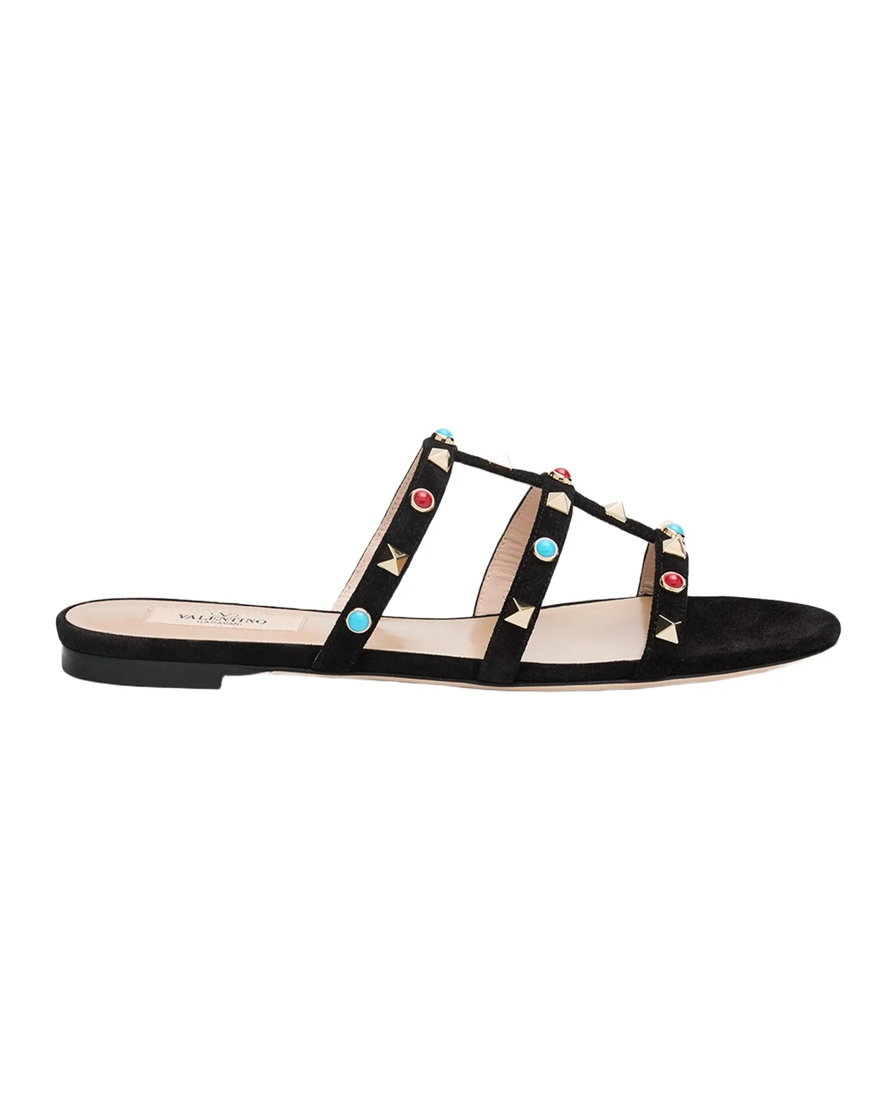Rockstud Suede Flat Slide Sandals Rockstud Suede Flat Slide Sandals