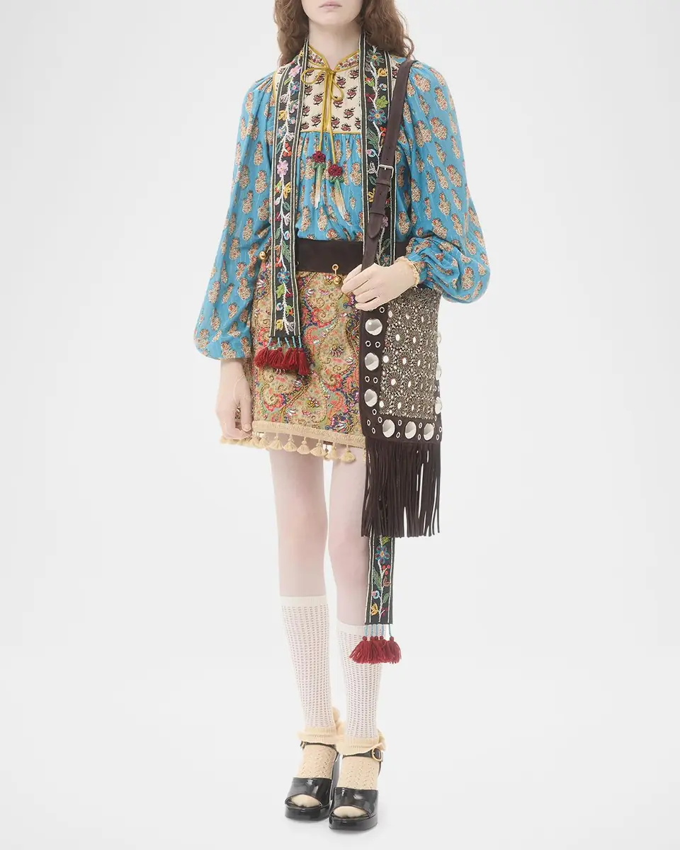 Valentino Garavani Nellcote Medium Studded Fringed Suede Crossbody Bag | Thumbnail 6