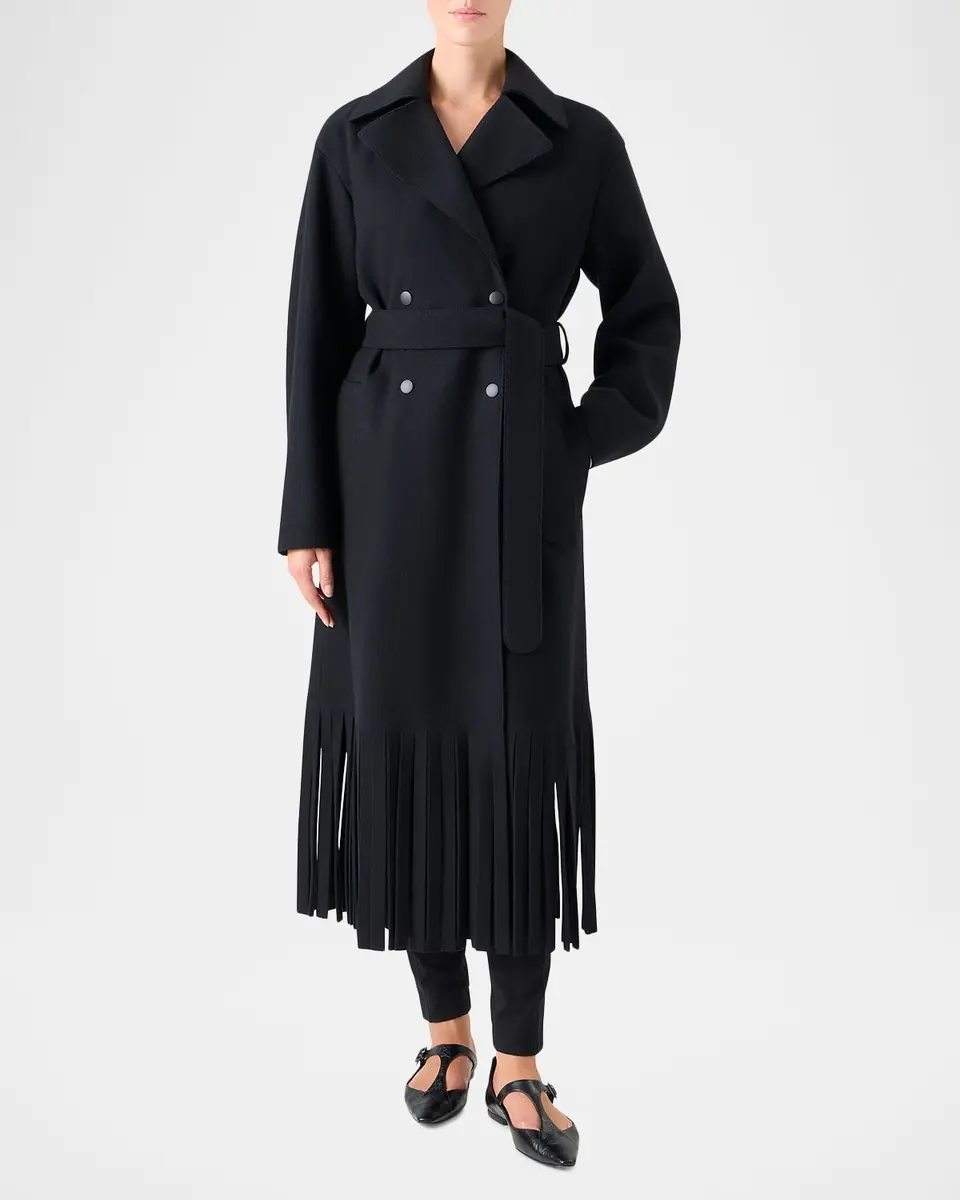 Akris punto Fringed Wool Belted Maxi Trench Coat | Thumbnail 2