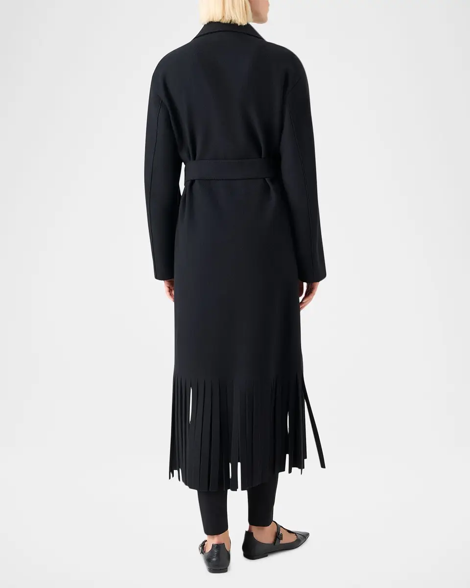 Akris punto Fringed Wool Belted Maxi Trench Coat | Thumbnail 3