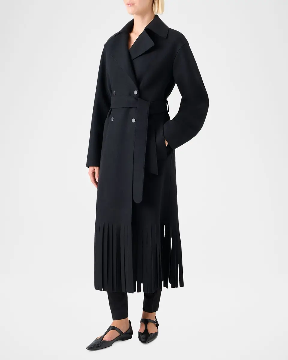 Akris punto Fringed Wool Belted Maxi Trench Coat | Thumbnail 4