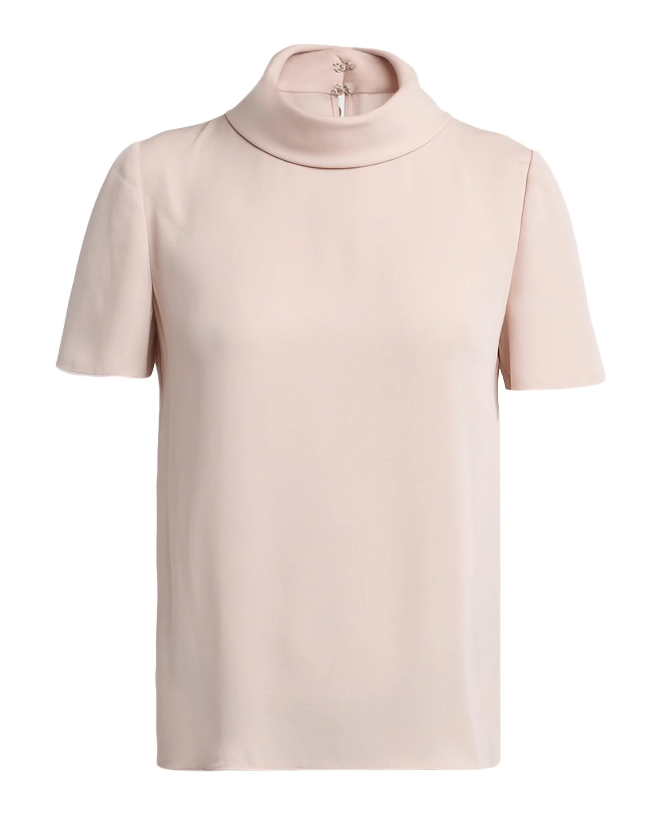 Valentino Garavani Mock-Neck Short-Sleeve Silk Top