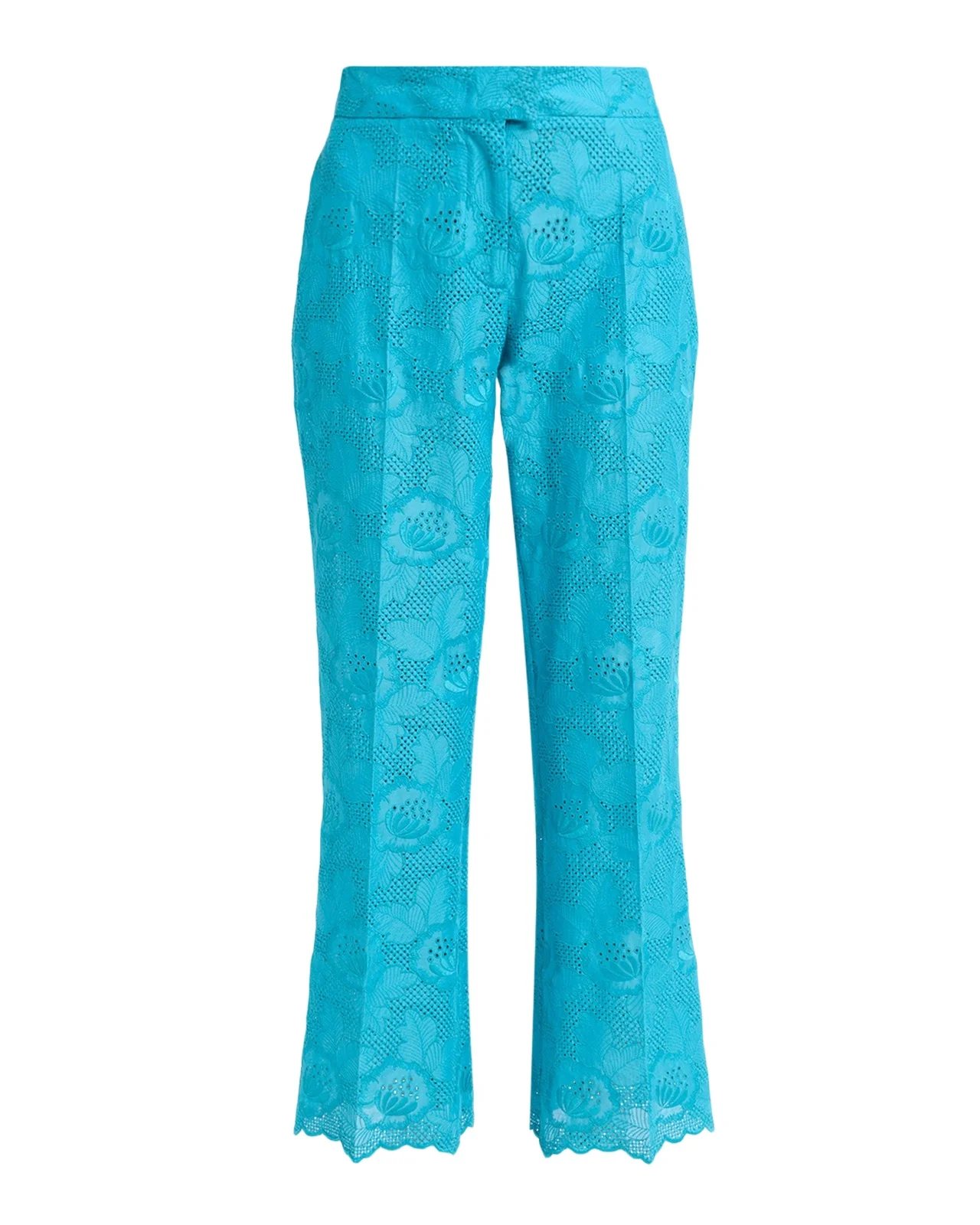 Floral Eyelet Embroidered Kickflare-Leg Ankle Pants Floral Eyelet Embroidered Kickflare-Leg Ankle Pants