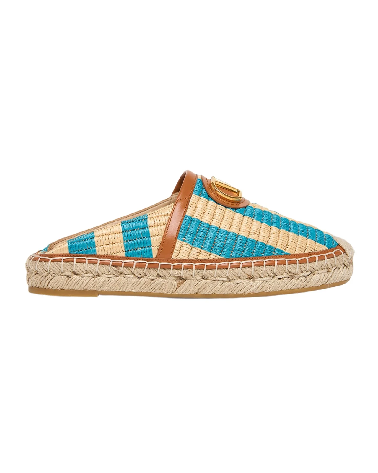 Valentino Garavani VLogo Striped Espadrille Mules