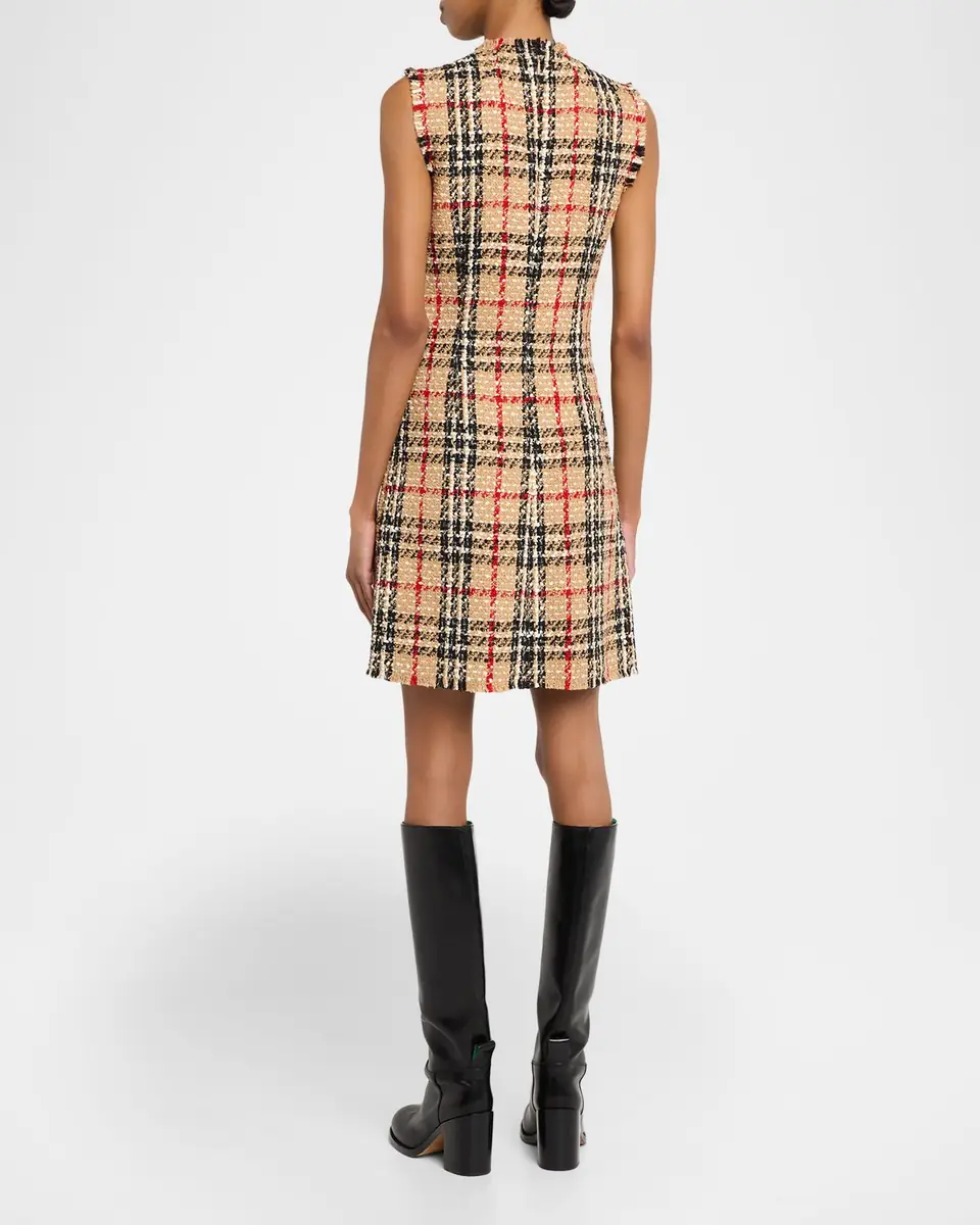 Burberry Abigail Check Wool-Blend Bouclé Mini Dress | Thumbnail 3 Burberry Abigail Check Wool-Blend Bouclé Mini Dress | Thumbnail 3